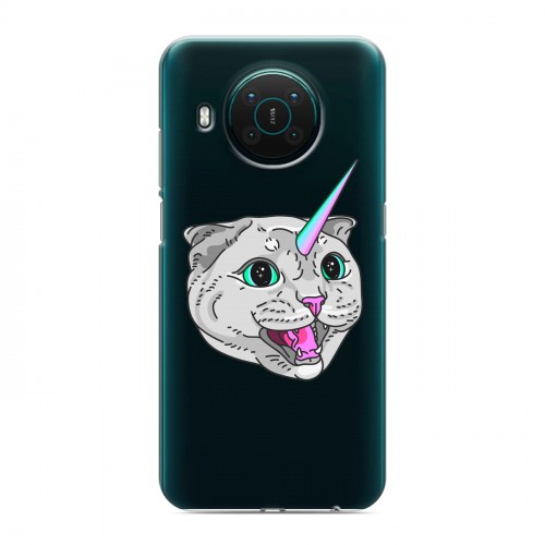 Полупрозрачный дизайнерский пластиковый чехол для Nokia X10 Прозрачные кошки