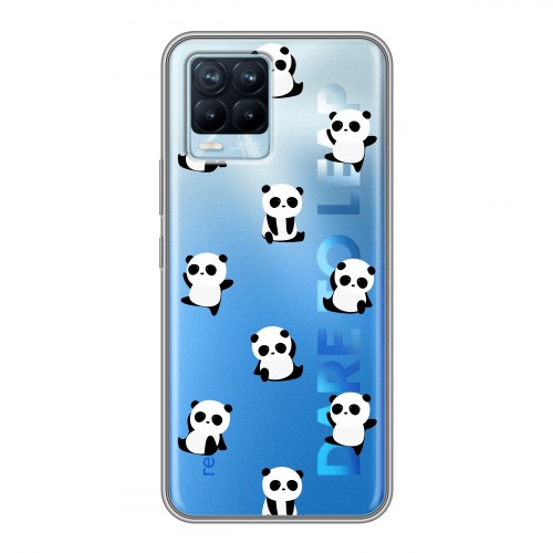 Полупрозрачный дизайнерский пластиковый чехол для Realme 8 Прозрачные панды 