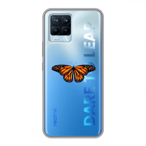 Полупрозрачный дизайнерский силиконовый чехол для Realme 8 прозрачные Бабочки 