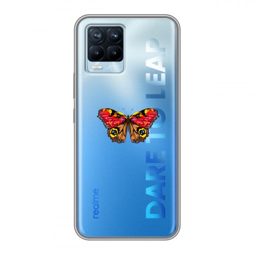 Полупрозрачный дизайнерский силиконовый чехол для Realme 8 прозрачные Бабочки 