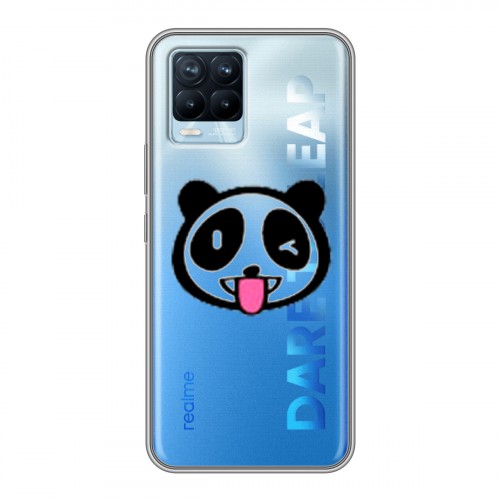Полупрозрачный дизайнерский силиконовый чехол для Realme 8 Прозрачные панды - смайлики