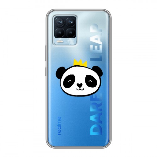 Полупрозрачный дизайнерский пластиковый чехол для Realme 8 Прозрачные панды - смайлики