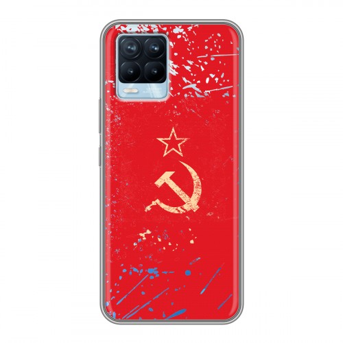 Полупрозрачный дизайнерский пластиковый чехол для Realme 8 Флаг СССР
