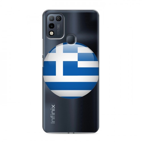 Полупрозрачный дизайнерский пластиковый чехол для Infinix Hot 10 Play флаг греции