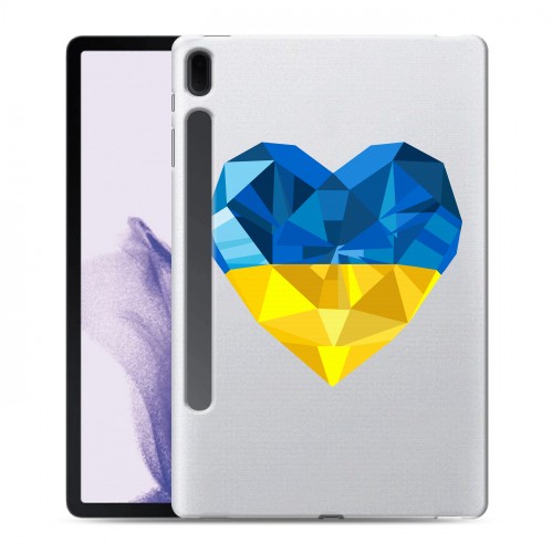 Полупрозрачный дизайнерский силиконовый чехол для Samsung Galaxy Tab S7 FE Флаг Украины