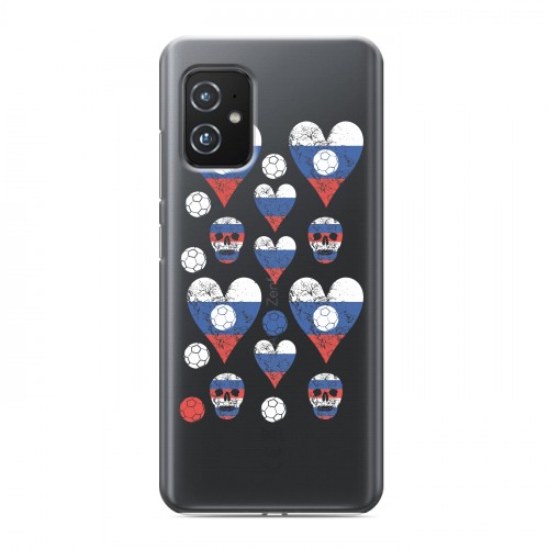 Полупрозрачный дизайнерский пластиковый чехол для ASUS ZenFone 8 Российский флаг