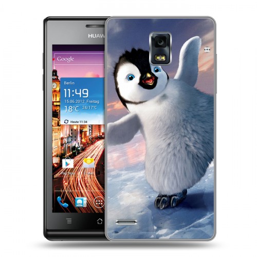 Дизайнерский пластиковый чехол для Huawei Ascend P1 Пингвины