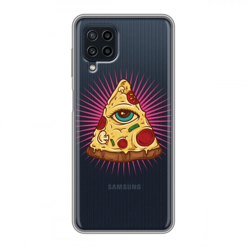 Полупрозрачный дизайнерский пластиковый чехол для Samsung Galaxy A22 Прозрачная Пицца