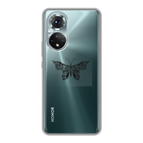 Полупрозрачный дизайнерский пластиковый чехол для Huawei Honor 50 прозрачные Бабочки 