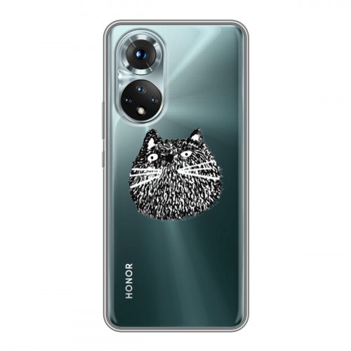 Полупрозрачный дизайнерский силиконовый чехол для Huawei Honor 50 Прозрачные кошки