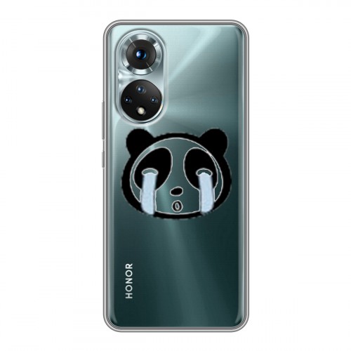 Полупрозрачный дизайнерский силиконовый с усиленными углами чехол для Huawei Honor 50 Прозрачные панды - смайлики