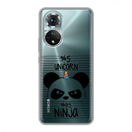 Полупрозрачный дизайнерский пластиковый чехол для Huawei Honor 50 Прозрачные панды - смайлики