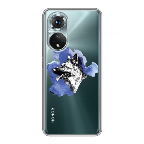 Полупрозрачный дизайнерский силиконовый с усиленными углами чехол для Huawei Honor 50 Прозрачные собаки