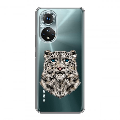 Полупрозрачный дизайнерский силиконовый чехол для Huawei Honor 50 Прозрачные леопарды