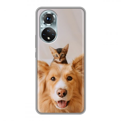 Дизайнерский силиконовый чехол для Huawei Honor 50 Собака и котенок