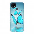 Дизайнерский силиконовый чехол для Realme C25 Бабочки голубые