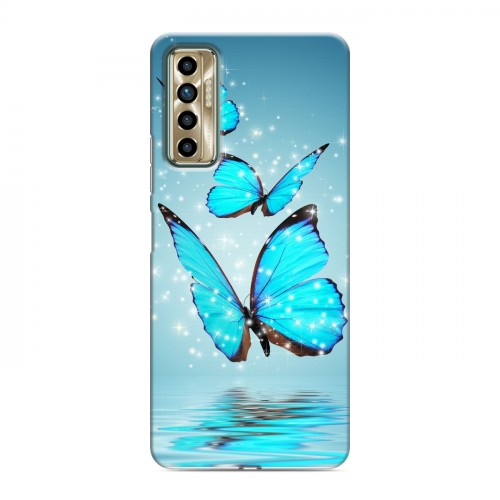 Дизайнерский силиконовый чехол для Tecno Camon 17P Бабочки голубые