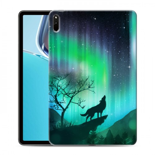 Дизайнерский силиконовый чехол для Huawei MatePad 11 (2021) Северное сияние и волк