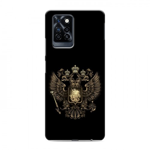 Дизайнерский силиконовый с усиленными углами чехол для Infinix Note 10 Pro герб России золотой