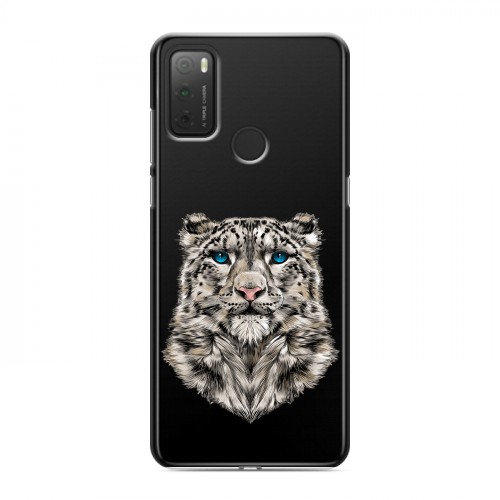Полупрозрачный дизайнерский силиконовый чехол для Alcatel 3L (2021) Прозрачные леопарды
