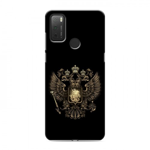 Дизайнерский силиконовый чехол для Alcatel 3L (2021) герб России золотой