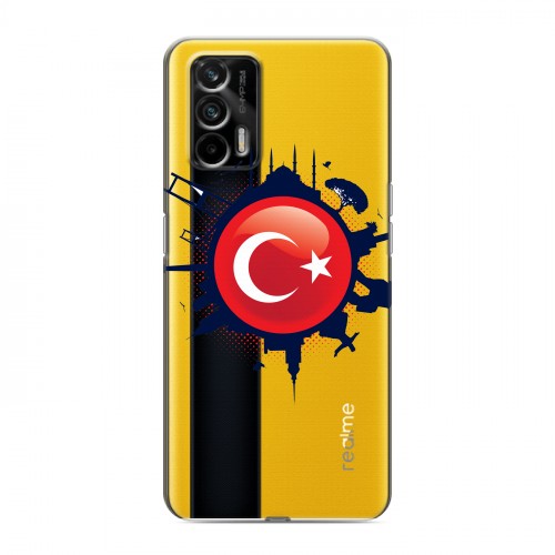 Полупрозрачный дизайнерский пластиковый чехол для Realme GT Флаг Турции