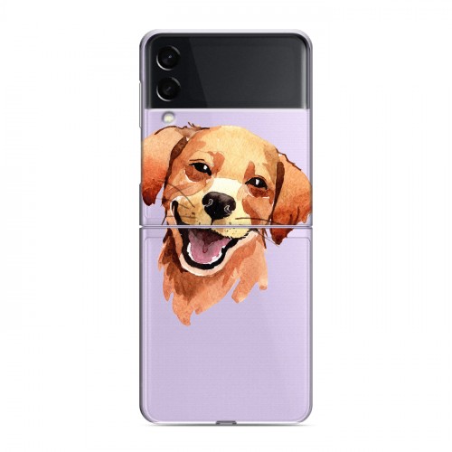 Полупрозрачный дизайнерский пластиковый чехол для Samsung Galaxy Z Flip 3 Прозрачные собаки