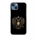 Дизайнерский силиконовый чехол для Iphone 13 герб России золотой