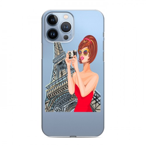 Полупрозрачный дизайнерский пластиковый чехол для Iphone 13 Pro Max Прозрачные париж