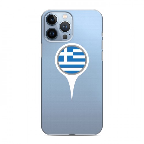 Полупрозрачный дизайнерский пластиковый чехол для Iphone 13 Pro Max флаг греции