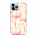 Дизайнерский силиконовый чехол для Iphone 13 Pro Max Розовые фламинго