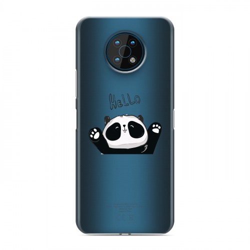 Полупрозрачный дизайнерский пластиковый чехол для Nokia G50 Прозрачные панды - смайлики