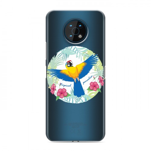 Полупрозрачный дизайнерский пластиковый чехол для Nokia G50 Прозрачные попугаи