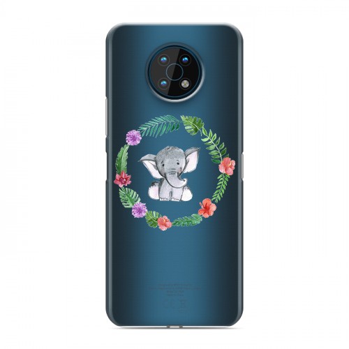 Полупрозрачный дизайнерский пластиковый чехол для Nokia G50 Прозрачные слоны