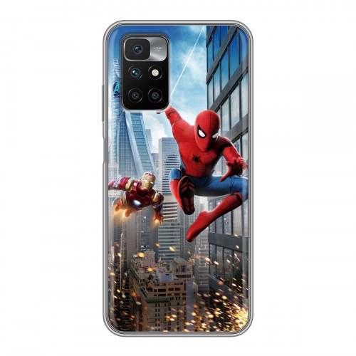 Дизайнерский силиконовый с усиленными углами чехол для Xiaomi Redmi 10 Человек - паук