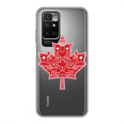 Полупрозрачный дизайнерский силиконовый чехол для Xiaomi Redmi 10 Флаг Канады