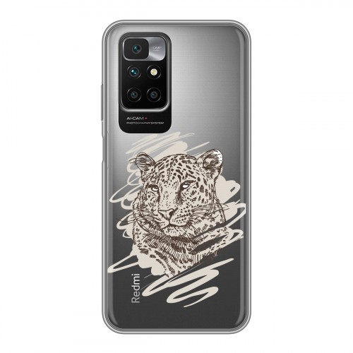 Дизайнерский силиконовый чехол для Xiaomi Redmi 10 Прозрачные леопарды
