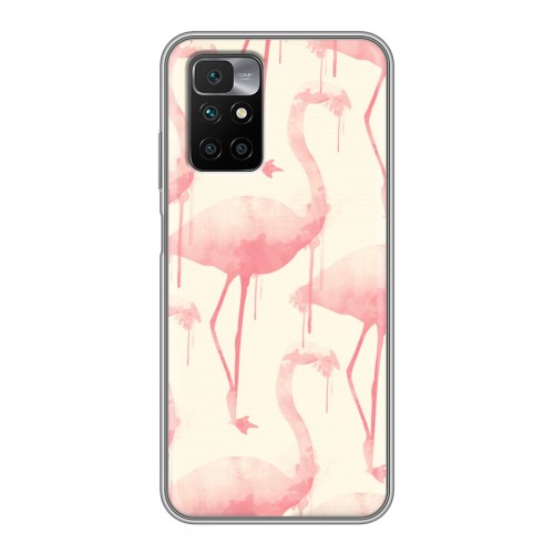 Дизайнерский силиконовый чехол для Xiaomi Redmi 10 Розовые фламинго