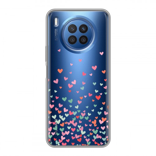 Полупрозрачный дизайнерский пластиковый чехол для Huawei Nova 8i Прозрачные сердечки