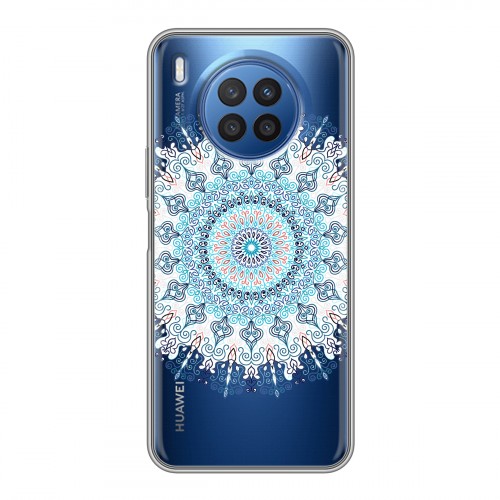 Полупрозрачный дизайнерский пластиковый чехол для Huawei Nova 8i Голубые мандалы