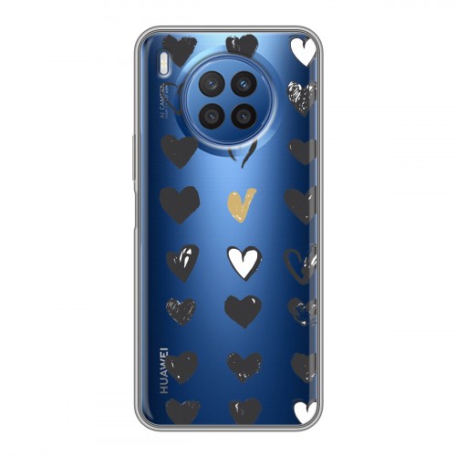 Полупрозрачный дизайнерский силиконовый с усиленными углами чехол для Huawei Nova 8i Стильные сердца