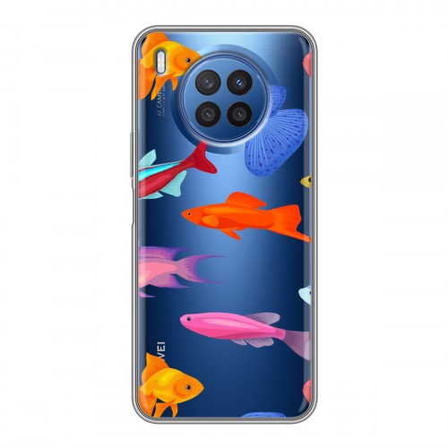 Полупрозрачный дизайнерский пластиковый чехол для Huawei Nova 8i Прозрачные рыбы