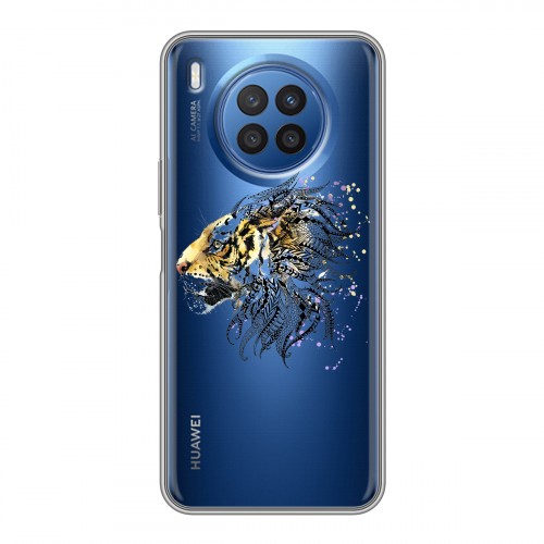 Полупрозрачный дизайнерский силиконовый чехол для Huawei Nova 8i Прозрачные тигры
