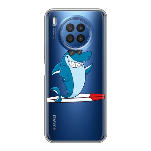 Полупрозрачный дизайнерский пластиковый чехол для Huawei Nova 8i Прозрачные акулы