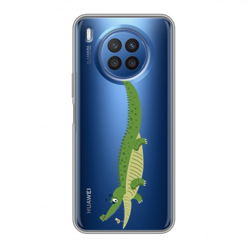 Полупрозрачный дизайнерский силиконовый чехол для Huawei Nova 8i Прозрачные крокодилы