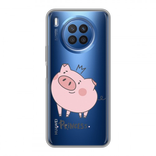 Полупрозрачный дизайнерский силиконовый с усиленными углами чехол для Huawei Nova 8i Прозрачные свинки