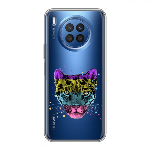 Дизайнерский силиконовый с усиленными углами чехол для Huawei Nova 8i Прозрачные леопарды