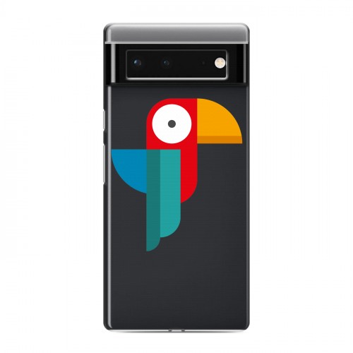 Полупрозрачный дизайнерский пластиковый чехол для Google Pixel 6 Прозрачные попугаи