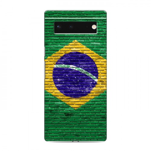Дизайнерский силиконовый с усиленными углами чехол для Google Pixel 6 Флаг Бразилии