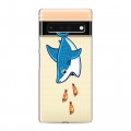 Полупрозрачный дизайнерский силиконовый с усиленными углами чехол для Google Pixel 6 Pro Прозрачные акулы